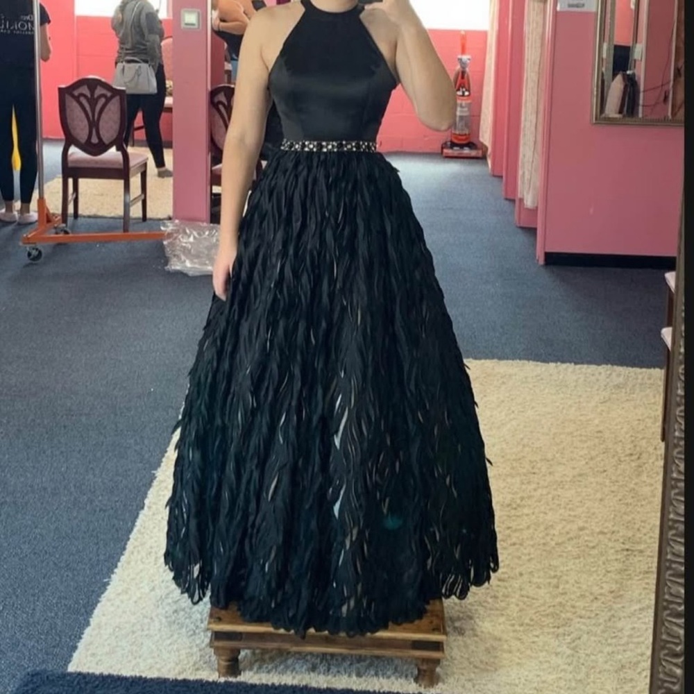 Clarisse Black Halter Neck Prom Dress